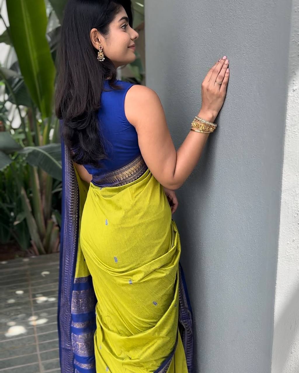 Vibrant Lime Green Silk Saree with Royal Blue Zari Border | Premium Traditional & Festive Wear