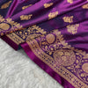 Royal Violet Banarasi Silk Saree with Grand Gold Zari Border & Paisley Buttas