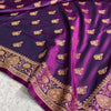 Royal Violet Banarasi Silk Saree with Grand Gold Zari Border & Paisley Buttas