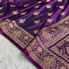 Royal Violet Banarasi Silk Saree with Grand Gold Zari Border & Paisley Buttas