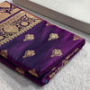 Royal Violet Banarasi Silk Saree with Grand Gold Zari Border & Paisley Buttas