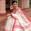 Classic Off-White & Red Handloom Cotton Saree