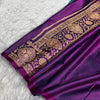 Royal Violet Banarasi Silk Saree with Grand Gold Zari Border & Paisley Buttas