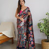 Pretty Navy Blue Pashmina saree With Amazing Blouse Piece