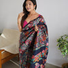 Pretty Navy Blue Pashmina saree With Amazing Blouse Piece