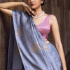 Vestigial Grey Soft Silk Saree With Fugacious Blouse Piece