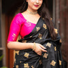 Epiphany Black and Dark Pink Soft Silk Saree With Snazzy Blouse Piece