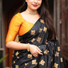 Winsome Black and Mustard Soft Silk Saree With Seraglio Blouse Piece