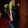 Wonderful Navy Blue Soft Silk Saree With Pretty Blouse Piece