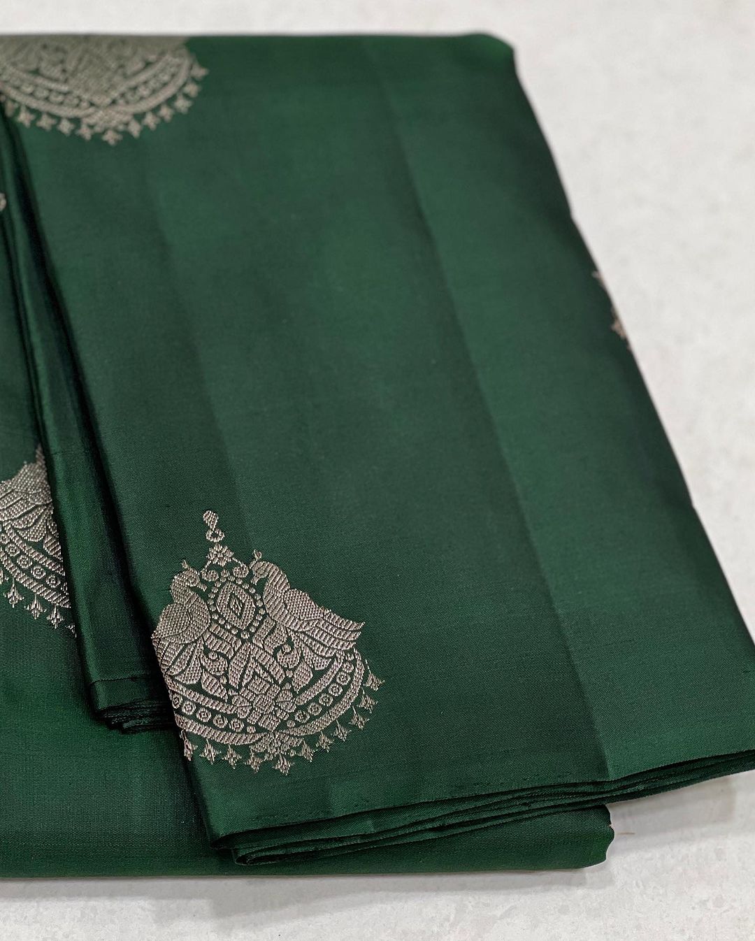 Pretty Dark Green Soft Silk Saree With Invaluable Blouse Piece