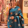 Energetic Rama Soft Silk Saree With Amazing Blouse Piece