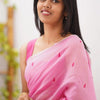 Tremendous Pink Cotton Silk Saree With Whimsical Blouse Piece