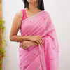 Tremendous Pink Cotton Silk Saree With Whimsical Blouse Piece