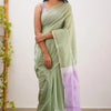 Magnetic Pista Cotton Silk Saree With Beleaguer Blouse Piece