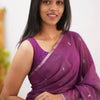 Energetic Purple Cotton Silk Saree With Comely Blouse Piece