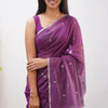 Energetic Purple Cotton Silk Saree With Comely Blouse Piece