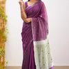 Energetic Purple Cotton Silk Saree With Comely Blouse Piece
