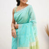 Mellifluous Sea Green Cotton Silk Saree With Staggering Blouse Piece