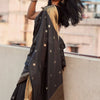 Sizzling Black Soft Silk Saree With Designer Blouse Piece