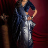 Preferable Navy Blue Soft Silk Saree With Beleaguer Blouse Piece