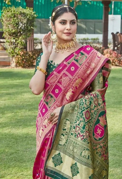 Rhapsody Dark Pink Soft Silk Saree With Deserving Blouse Piece