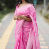 Luxuriant Pink Cotton Silk Saree With Evocative Blouse Piece