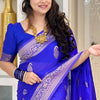 Enchanting Royal Blue Soft Silk Saree With Ethnic Blouse Piece