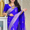 Enchanting Royal Blue Soft Silk Saree With Ethnic Blouse Piece