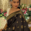 Prettiest Black Soft Silk Saree With Tantalizing Blouse Piece