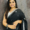 Posh Black Cotton Silk Saree With Prettiest Blouse Piece