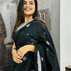 Posh Black Cotton Silk Saree With Prettiest Blouse Piece