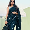 Posh Black Cotton Silk Saree With Prettiest Blouse Piece