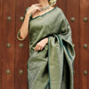 Blissful Dark Green Soft Silk Saree With Sizzling Blouse Piece