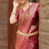Lagniappe Dark Pink Soft Silk Saree With Devastating Blouse Piece