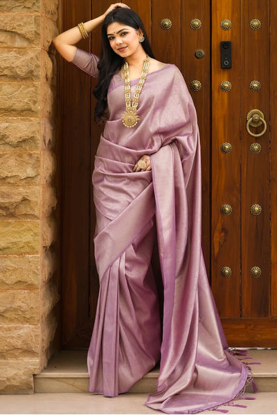 Majesty Lavender Soft Silk Saree With Splendorous Blouse Piece