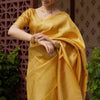 Embrocation Yellow Soft Silk Saree With Aplomb Blouse Piece