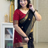 Blooming Black Cotton Silk Saree With Prettiest Blouse Piece