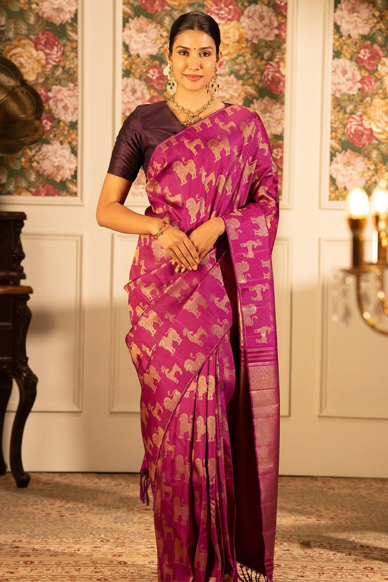 Excellent Dark Pink Soft Silk Saree With Luxuriant Blouse Piece
