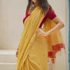 Refreshing Yellow Cotton Silk Saree With Posh Blouse Piece