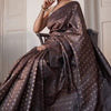 Groovy Brown Soft Silk Saree With Artistic Blouse Piece