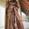 Groovy Brown Soft Silk Saree With Artistic Blouse Piece