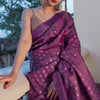 Resplendent Purple Soft Silk Saree With Quintessential Blouse Piece