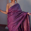 Resplendent Purple Soft Silk Saree With Quintessential Blouse Piece