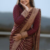 Exceptional Wine Soft Silk Saree With Cynosure Blouse Piece