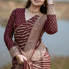 Exceptional Wine Soft Silk Saree With Cynosure Blouse Piece
