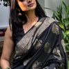 Gossamer Black Soft Silk Saree With Transcendent Blouse Piece
