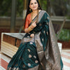 Tremendous Dark Green Soft Silk Saree With Stunning Blouse Piece
