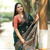 Tremendous Dark Green Soft Silk Saree With Stunning Blouse Piece