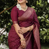 Adorable Wine Soft Silk Saree With Gratifying Blouse Piece
