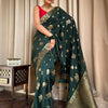 Classy Dark Green Soft Silk Saree With Elegant Blouse Piece